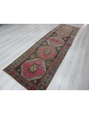 Handknotted Vintage Turkish Runner Rug