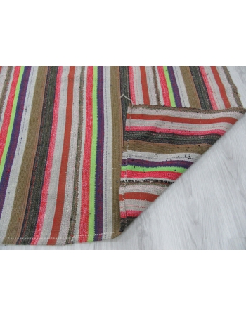 Vertical Striped Vintage Turkish Kilim Rug