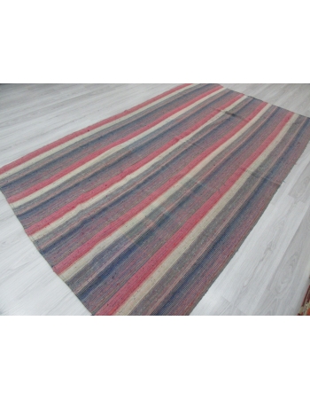 Striped Vintage Turkish Kilim Rug