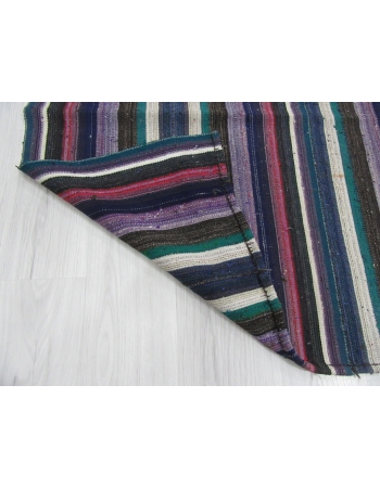 Large Vintage Striped Blue Kilim Rug