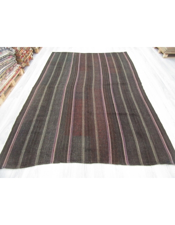 Striped Vintage Large Turkish Kilim Rug