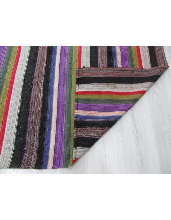 Purple Striped Large Vintage Kilim Rug