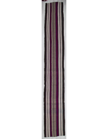 Black Purple White striped Long Turkish Kilim Runner
