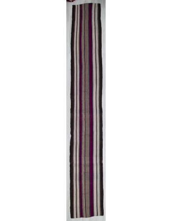 Black Purple White striped Long Turkish Kilim Runner