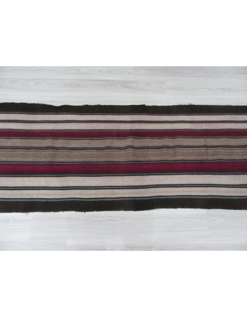 Black Purple White striped Long Turkish Kilim Runner