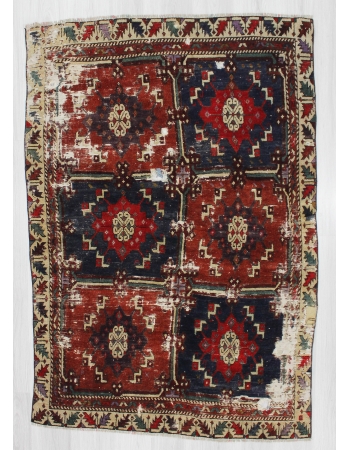 Antique Anatolian Distressed Wool Rug