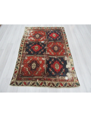 Antique Anatolian Distressed Wool Rug