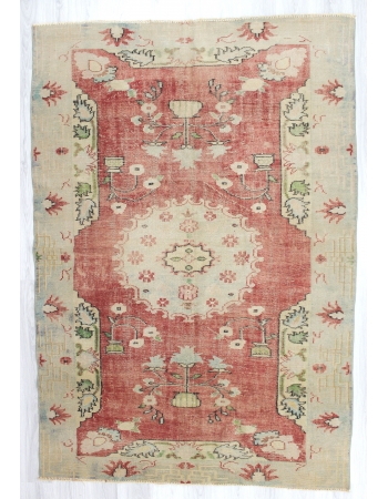 Decorative Vintage Washed Out Turkish Oushak Rug