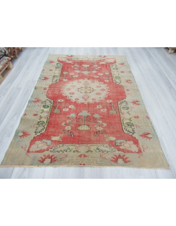 Decorative Vintage Washed Out Turkish Oushak Rug