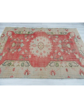 Decorative Vintage Washed Out Turkish Oushak Rug