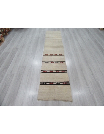 Decorative Striped Vintage Hemp Kilim Runner Rug