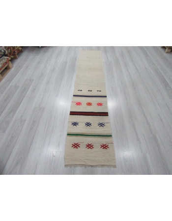 Decorative Vintage Embroidered Hemp Kilim Runner