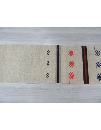 Decorative Vintage Embroidered Hemp Kilim Runner