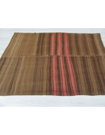 Vintage Brown and Coral striped Kilim Rug