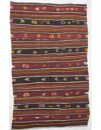 Vintage Striped Turkish Kilim Rug