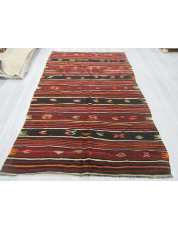 Vintage Striped Turkish Kilim Rug