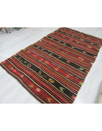 Vintage Striped Turkish Kilim Rug