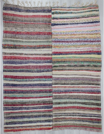 Vintage Striped Turkish Rag Rug