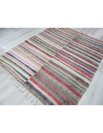 Vintage Striped Turkish Rag Rug