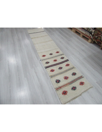 Vintage Embroidered Turkish Hemp Kilim Runner