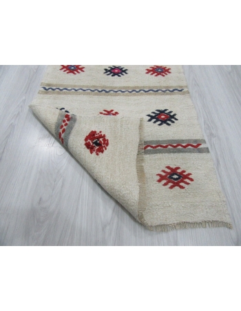 Vintage Embroidered Turkish Hemp Kilim Runner