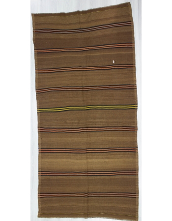 Vintage Striped Turkish Brown Kilim Rug