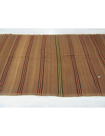 Vintage Striped Turkish Brown Kilim Rug