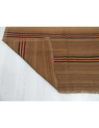 Vintage Striped Turkish Brown Kilim Rug