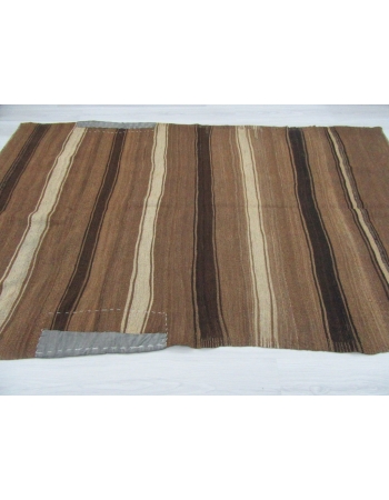 Vintage Striped Turkish Brown Kilim Rug