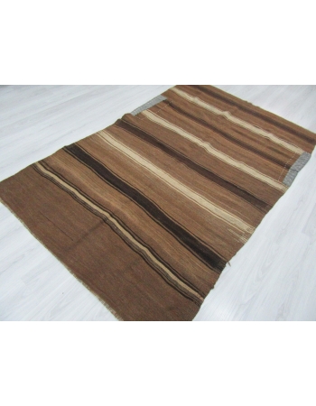 Vintage Striped Turkish Brown Kilim Rug