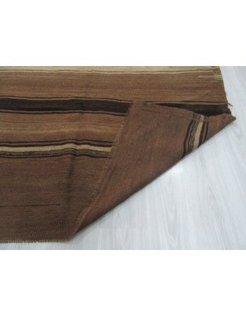 Vintage Striped Turkish Brown Kilim Rug