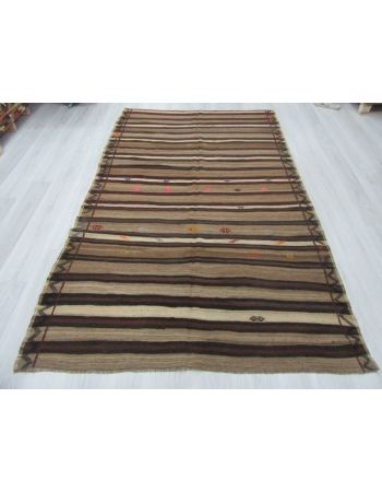 Striped One of a Kind Turkish Kilim Rug