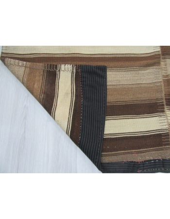 Unique Striped Vintage Turkish Brown Kilim Rug