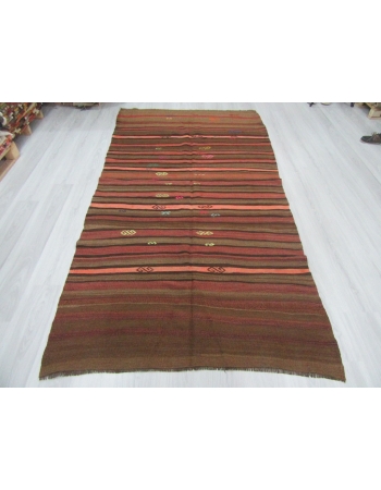 Striped Vintage Turkish Kilim Rug