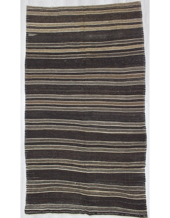 Natural Vintage Striped Turkish Kilim Rug