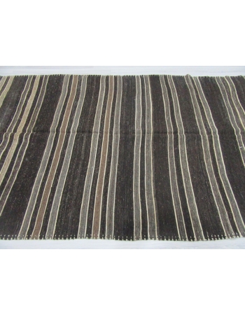 Natural Vintage Striped Turkish Kilim Rug