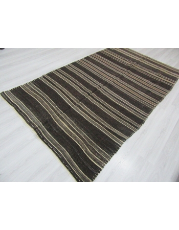 Natural Vintage Striped Turkish Kilim Rug