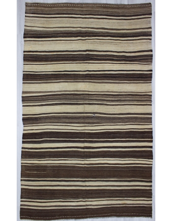 Natural Vintage Striped Turkish Kilim Rug