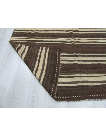 Natural Vintage Striped Turkish Kilim Rug