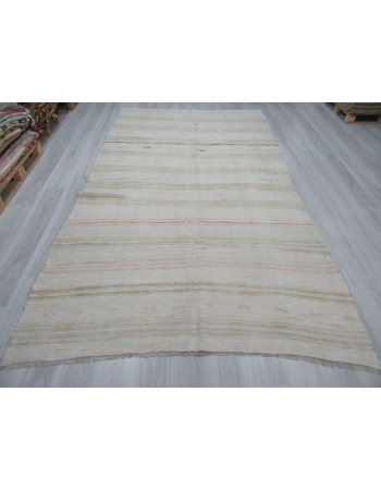 Striped Vintage Turkish Hemp Kilim Rug