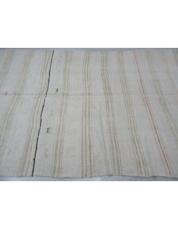 Striped Vintage Turkish Hemp Kilim Rug