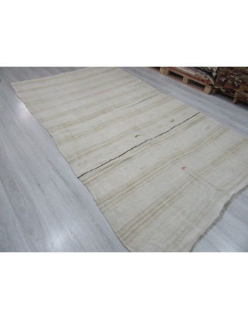 Striped Vintage Turkish Hemp Kilim Rug