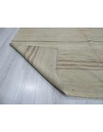 Vintage Natural Striped Wool Kilim Rug