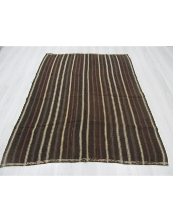 Vertical Striped Vintage Turkish Kilim Rug