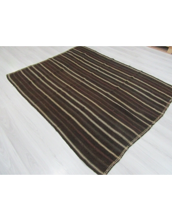 Vertical Striped Vintage Turkish Kilim Rug