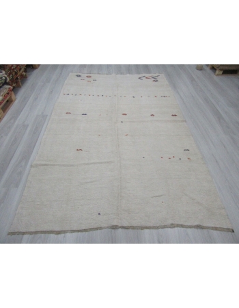 Embroidered Vintage Decorative Hemp Kilim Rug