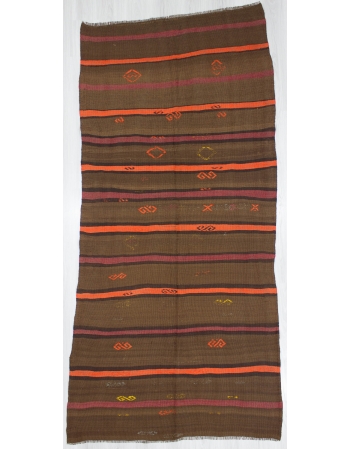 Orange / Brown Striped Vintage Kilim Rug