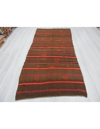 Orange / Brown Striped Vintage Kilim Rug