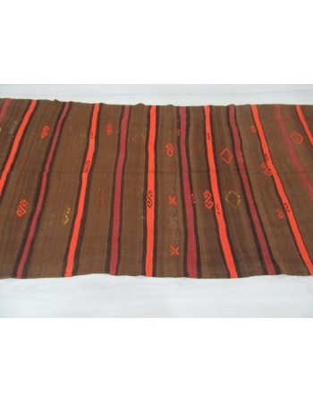 Orange / Brown Striped Vintage Kilim Rug