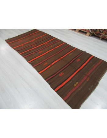 Orange / Brown Striped Vintage Kilim Rug